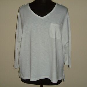 Lord & Taylor Woman 100% Cotton Long Sleeve Tee 2X - White
